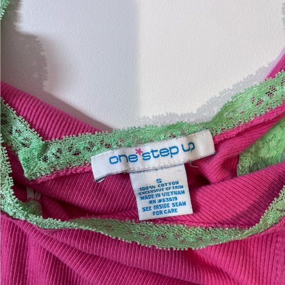 y2k hot pink and green lace trim cinched tank top vintage barbie retro fairy 80s - Picture 4 of 6